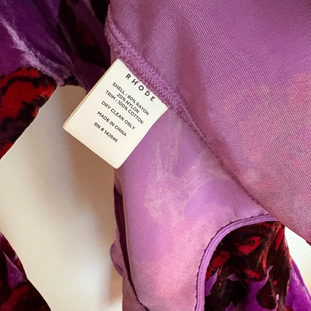 Rhode Ella Mini Dress in Purple Floral Velvet XS - Picture 6 of 7